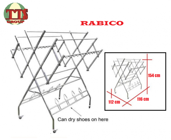 RABICO HEAVY DUTY 10KG++ W TYPE FOLDABLE/FREESTANDING CLOTH HANGER R1-05 TTS DISTRIBUTION SDN BHD - 图片 2