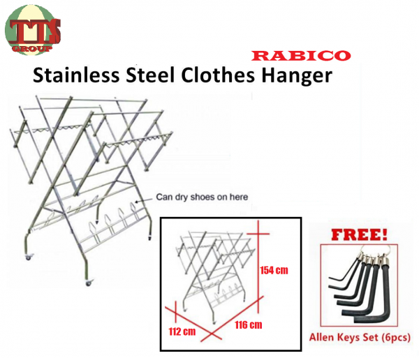 RABICO HEAVY DUTY 10KG++ W TYPE FOLDABLE/FREESTANDING CLOTH HANGER R1-05 TTS DISTRIBUTION SDN BHD - 图片 3