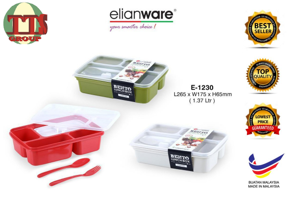 ELIANWARE 3/4 COMPARTMENT LUNCH BOX WITH FORK & SPOON TTS DISTRIBUTION SDN BHD - 图片 7