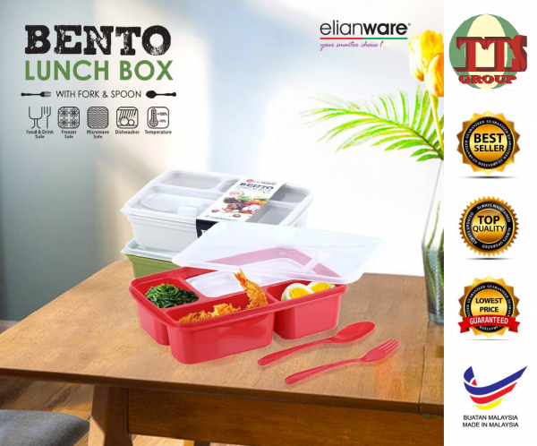 ELIANWARE 3/4 COMPARTMENT LUNCH BOX WITH FORK & SPOON TTS DISTRIBUTION SDN BHD - 图片 10