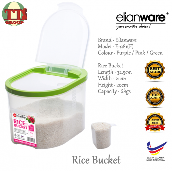 5/6KG PLASTIC RICE BUCKET/RICE CONTAINER (BPA FREE & ODOURLESS) TTS DISTRIBUTION SDN BHD - 图片 3