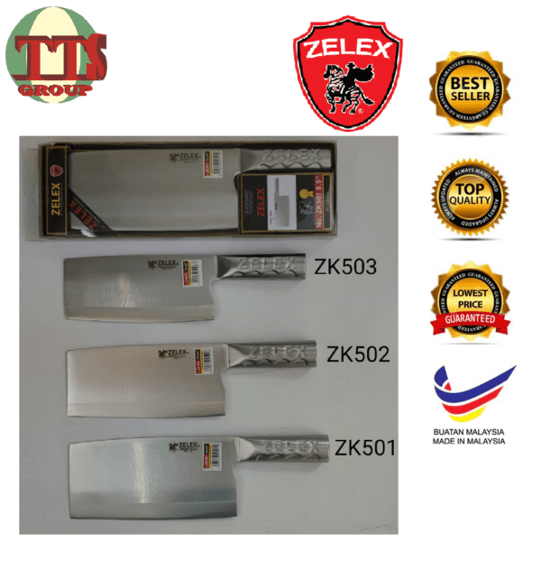 ZELEX STAINLESS STEEL CHOPPER SLICER KNIFE/PISAU DAPUR 8.5" ZK501/ZK502/ZK503 - 图片 2