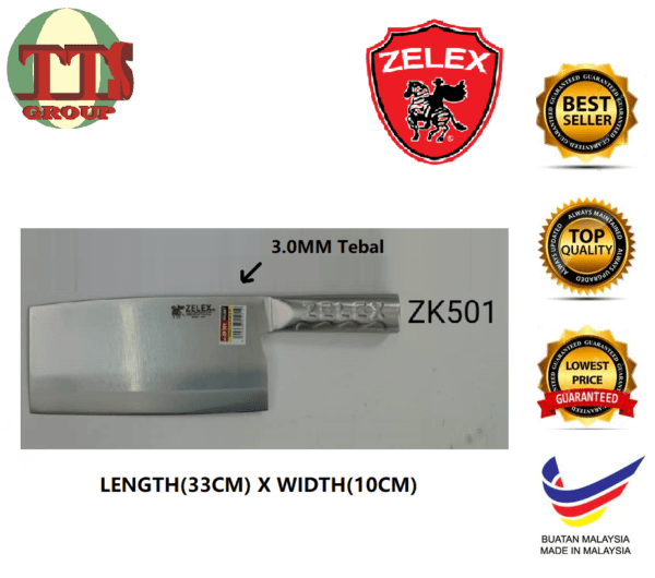 ZELEX STAINLESS STEEL CHOPPER SLICER KNIFE/PISAU DAPUR 8.5" ZK501/ZK502/ZK503 - 图片 3