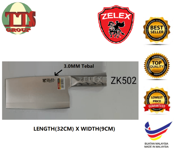 ZELEX STAINLESS STEEL CHOPPER SLICER KNIFE/PISAU DAPUR 8.5" ZK501/ZK502/ZK503 - 图片 4