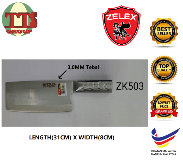 ZELEX STAINLESS STEEL CHOPPER SLICER KNIFE/PISAU DAPUR 8.5" ZK501/ZK502/ZK503 - 图片 5